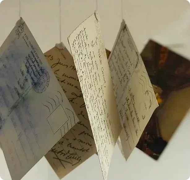 À La Carte Postale - Des cartes postales sont suspendues au plafond